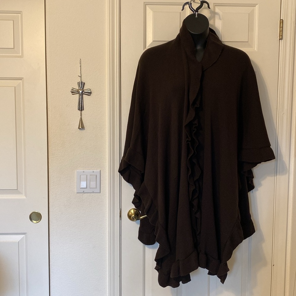 Croft & Barrow brown knit cape - Picture 4 of 7